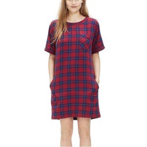 Madewell Dress Red Blue Edina Plaid Sz S Short Sleeve